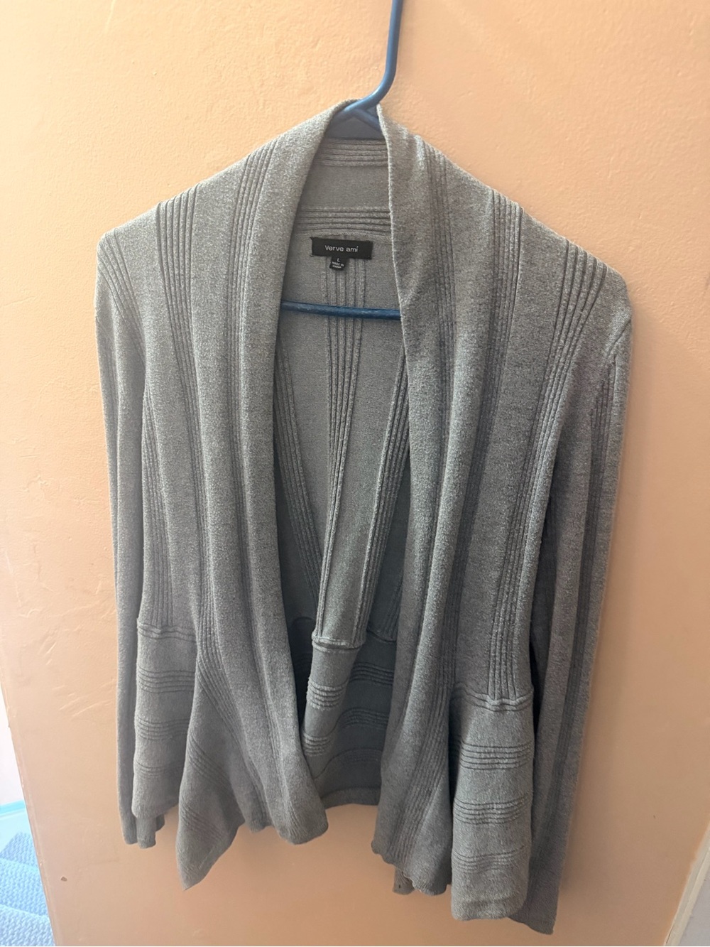 Verve Ami Heather Gray Ribbed Knit Cardigan